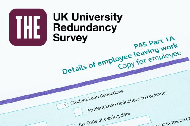 UK University Redundancy Survey logo and a P45 form