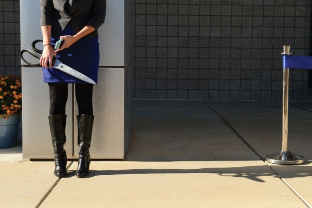 Ribbon cutting for opening Ribbon cutting for opening