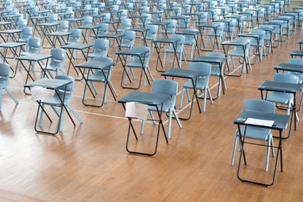 Rows of exam desks