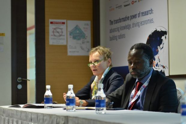 Sabine Kunst speaks at the World Academic Summit