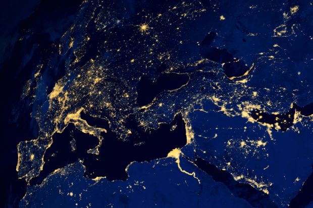 European countries earth night