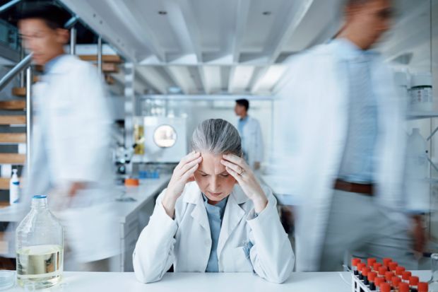 A worried scientist in a lab A worried scientist in a lab, symbolising research culture