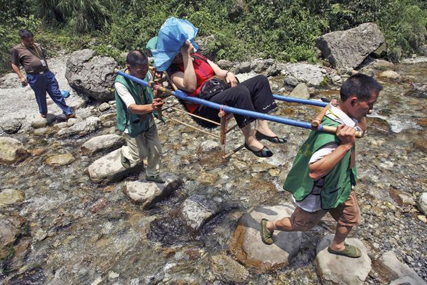 A person in a sedan chair A person in a sedan chair