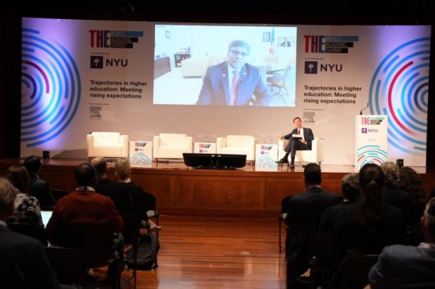 Sethuraman Panchanathan speaks at the World Academic Summit