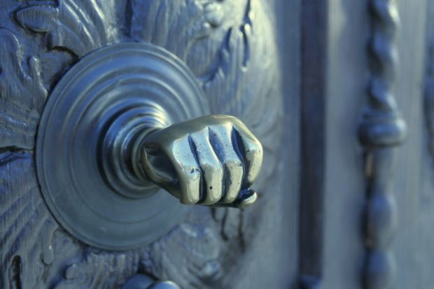 Shut door with fist