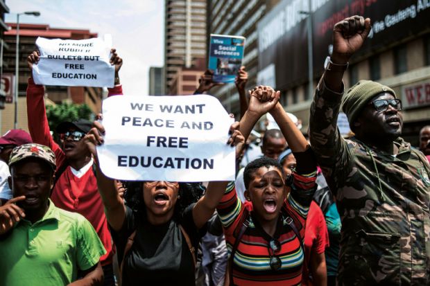South African students protesting for free education South African students protesting for free education