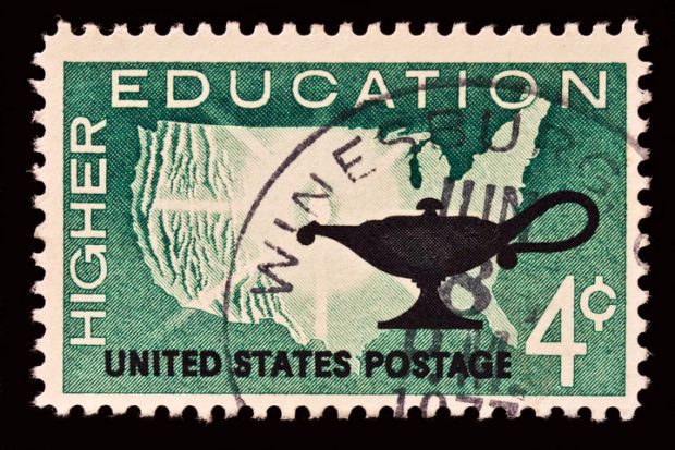 A US postage stamp issued in 1962 celebrating higher education A US postage stamp issued in 1962 celebrating higher education