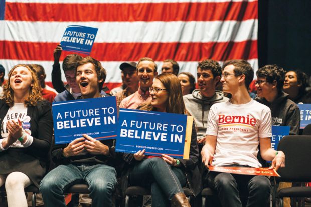 Student supporters of US presidential candidate Bernie Sanders Student supporters of US presidential candidate Bernie Sanders