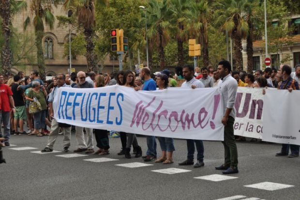 Pro-refugee demonstration, Barcelona Pro-refugee demonstration, Barcelona