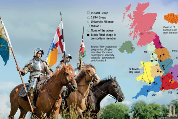 The geography of UK higher education research consortia
