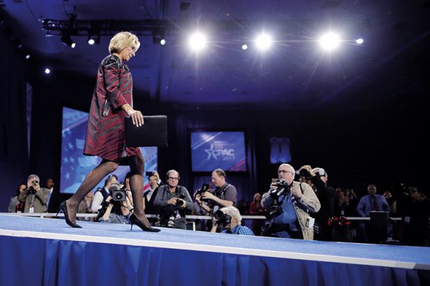 U.S. Secretary of Education Betsy DeVos addresses the Conservative Political Action Conference at the Gaylord National Resort and Convention Center February 23, 2017 in National Harbor, Maryland.