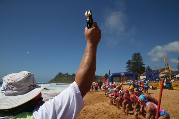 Starting line for a swimming race