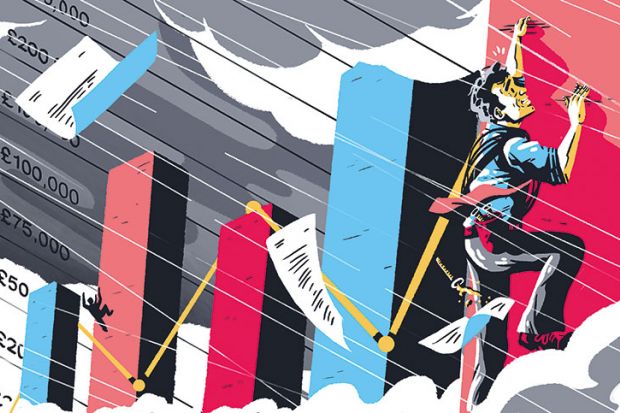 Illustration of man climbing up graph Illustration of man climbing up graph