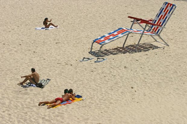 giant sunlounger on beach. Australia