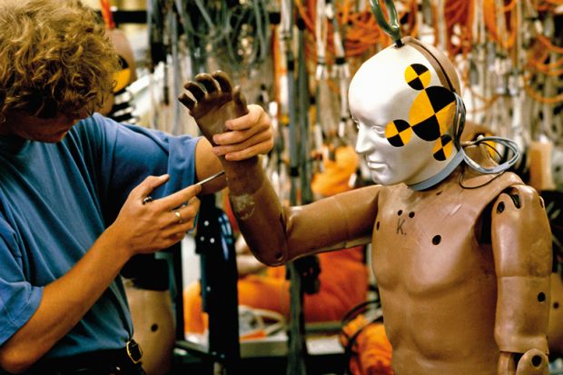 Mechanic making a dummy