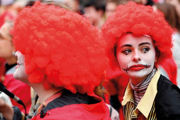 People dressed as clowns