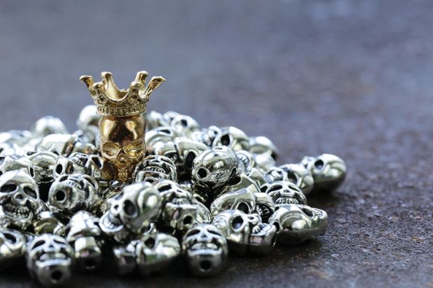 Pile of metal skulls
