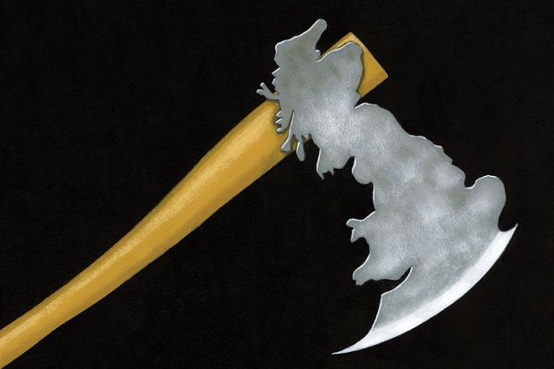 Illustration of map of UK as an axe