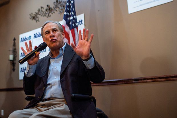 Greg Abbott speaks in Houston, Texas