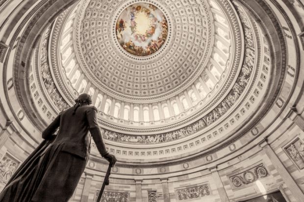 Statue of George Washington beneath the US Capitol rotunda Statue of George Washington beneath the US Capitol rotunda