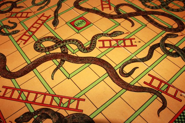 Vintage Antique Snakes and Ladders Board Game