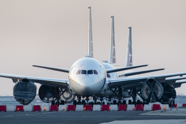 Warsaw, Poland -17032020 Airlines Coronavirus, LOT Polish Airlines Boeing 787's grounded at Warsaw chopin Airport due to the global pandemic