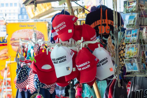 Make America Great Again hats on sale Washington D.C., USA - June 3, 2019 Make America Great Again hats sold at a sales booth near 15th St NW.