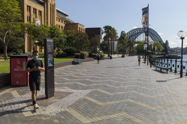 Wearing a mask in Sydney