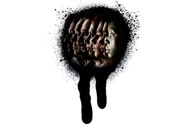 Row of head profiles inside black paint dripping Row of head profiles inside black paint dripping to illustrate Don’t call me a ‘Black academic’