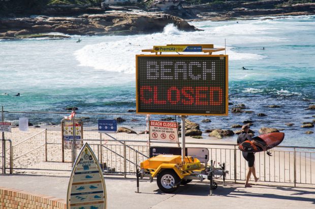 Bronte Beach in Sydney's eastern suburbs is closed Bronte Beach in Sydney's eastern suburbs is closed to illustrate Caps ‘may force Australian universities to renege on offers’