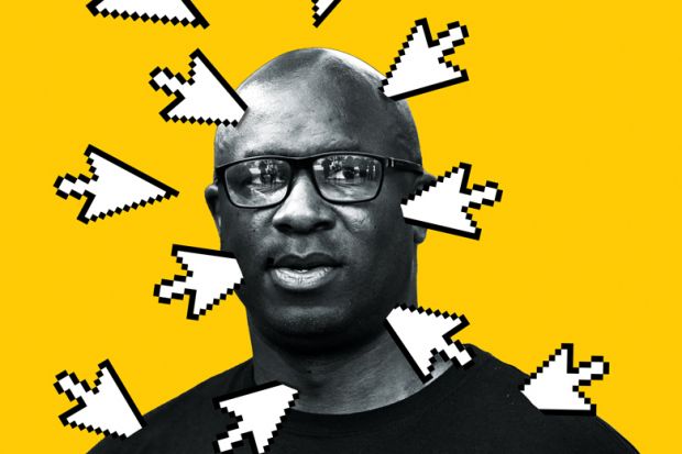 Montage of Jamaal  Bowman, a Democrat from New York, during a campaign with arrow symbols around him to illustrate Plagiarism accusations that led to the downfall of black US academics and politicians have sparked criticisms of ‘sloppy’ writing practices