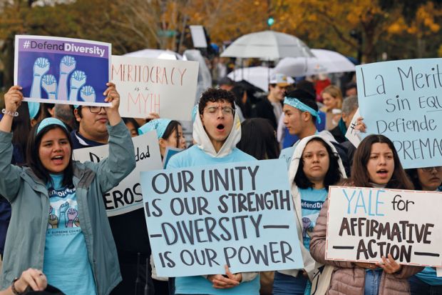 Proponents for affirmative action in higher education rally in front of the U.S. Supreme Court to illustrate Elite US universities face investigations over legacy admissions