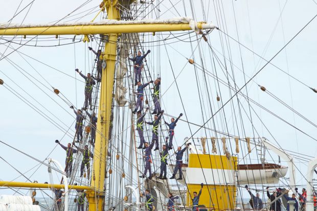 Mircea sailors waving from a tall ship to illustrate Second Elsevier board threatens mass resignation over changes