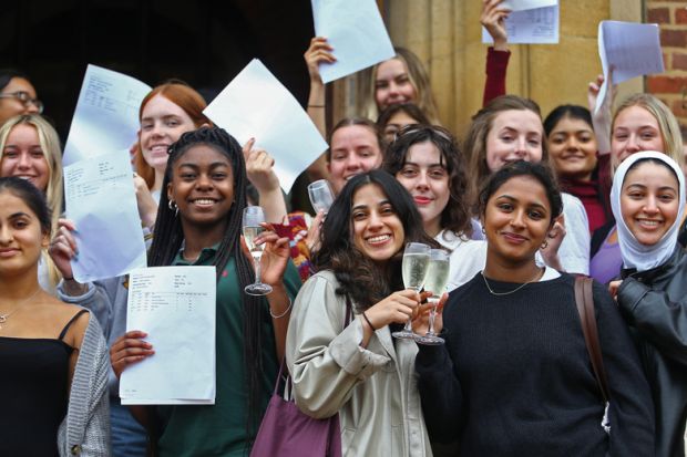 Students from King Edward VI High School for Girls, Edgbaston, Birmingham, celebrate their successful results in their A levels Students from King Edward VI High School for Girls, Edgbaston, Birmingham, celebrate their successful results in their A levels to illustrate As the father of four students, I think too many people go to university