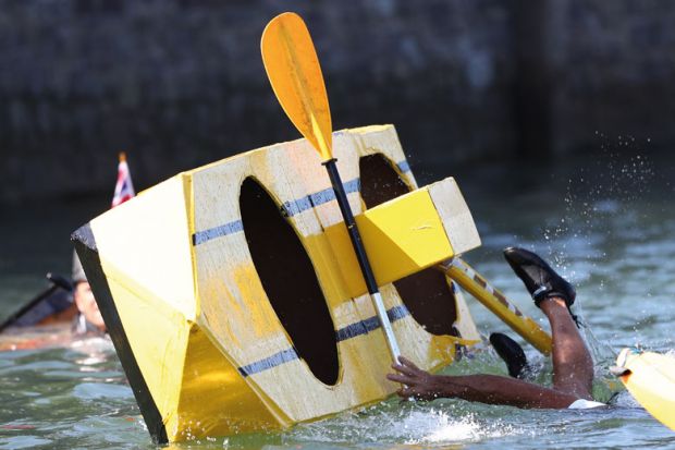 Person falls overboard during the Cardboard Boat Regatta Person falls overboard during the Cardboard Boat Regatta to illustrate REF 2029: loose Hesa rules ‘risk return of game-playing’