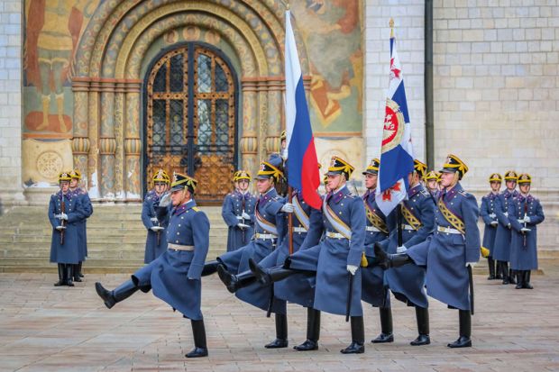 Guards ceremony in Kremlin ti illustrate rectors for moral development ‘sign of Russia’s re-Sovietisation