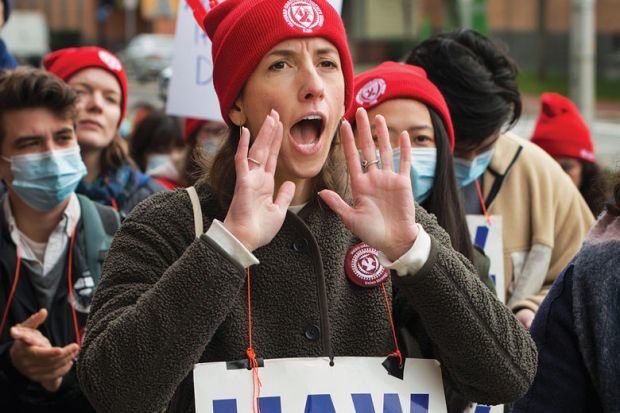 Harvard Student Workers strike Harvard Student Workers strike, to illustrate US graduate student workers scoring union victories