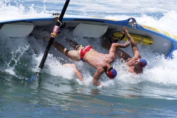 Two people fall out of their boat in Sydney to illustrate Australian funding tweaks ‘will make pure research even harder’