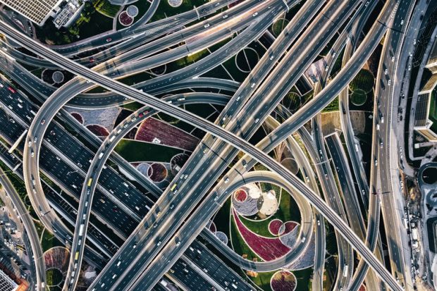 Drone Point View of Sheikh Zayed Road No.1 Intersection to illustrate Absolute standards: a myth 