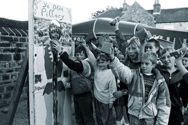 Person was given a soaking during a spell in 'Olde Pillory' at a fun day event Person was given a soaking during a spell in 'Olde Pillory' at a fun day event to illustrate a Journal concedes ‘Wall of Shame’ could cause ‘unjust’ harm