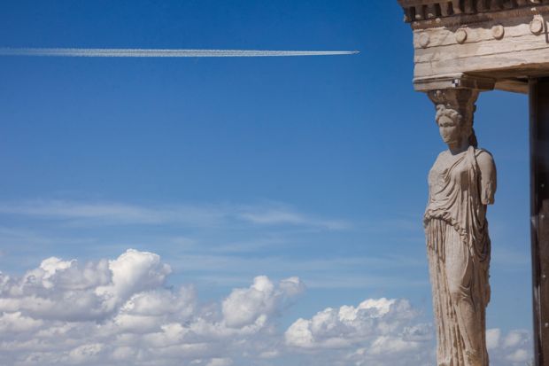  A caryatid statue of the Erechtheion Temple on the Acropolis, Athens, to illustrate Will branch campuses make Greek higher education flower?
