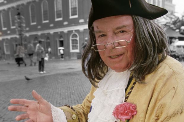 An actor impersonating Ben Franklin An actor impersonating Ben Franklin