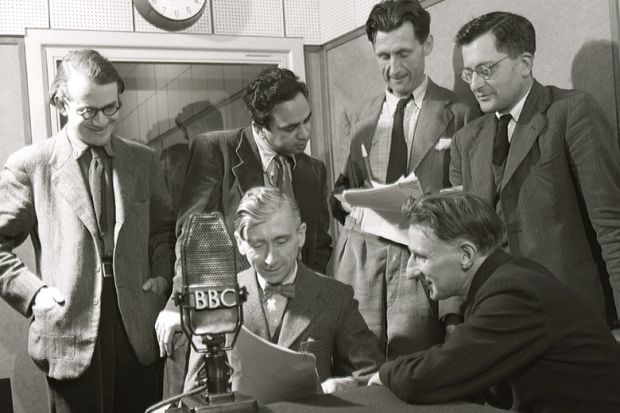 William Empson, George Woodcock, Mulk Raj Anand, George Orwell, Herbert Read, Edmund Blunden at the BBC