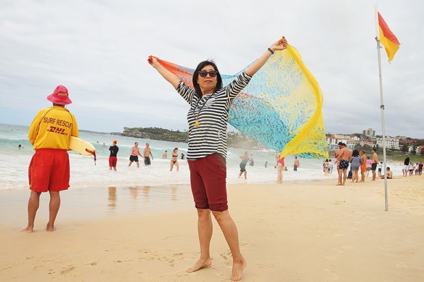 A woman on an Australian beach A woman on an Australian beach
