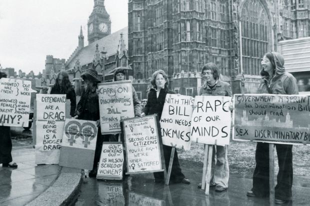 Womens Liberation Movement protesting against Sex Discrimination Act, House of Commons, London Womens Liberation Movement protesting against Sex Discrimination Act, House of Commons, London