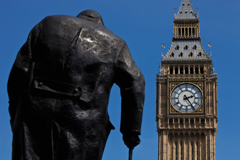 Winston Churchill statue and Big Ben, London Winston Churchill statue and Big Ben, London